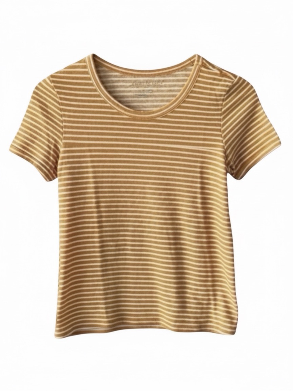 American Eagle Striped Crewneck T-Shirt. Dark Yellow/Gold, White. Size XS​​​